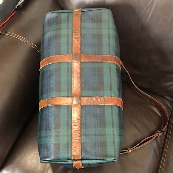 MRALPH LAUREN Black Watch Plaid Duffle Boston Travel Shoulder Bag 48cm - Picture 14 of 17